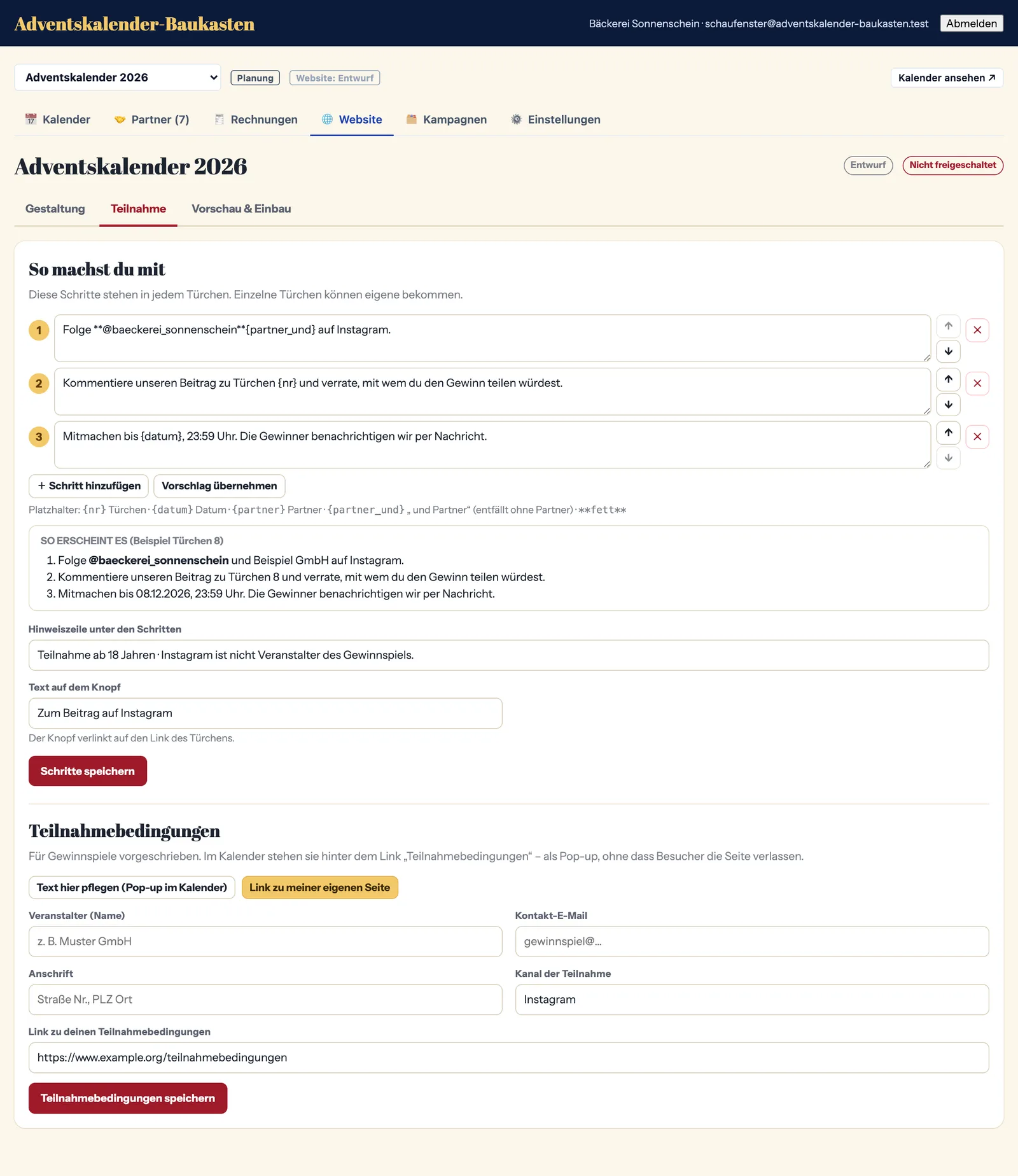 Teilnahme: „So machst du mit“ im Kundenbereich