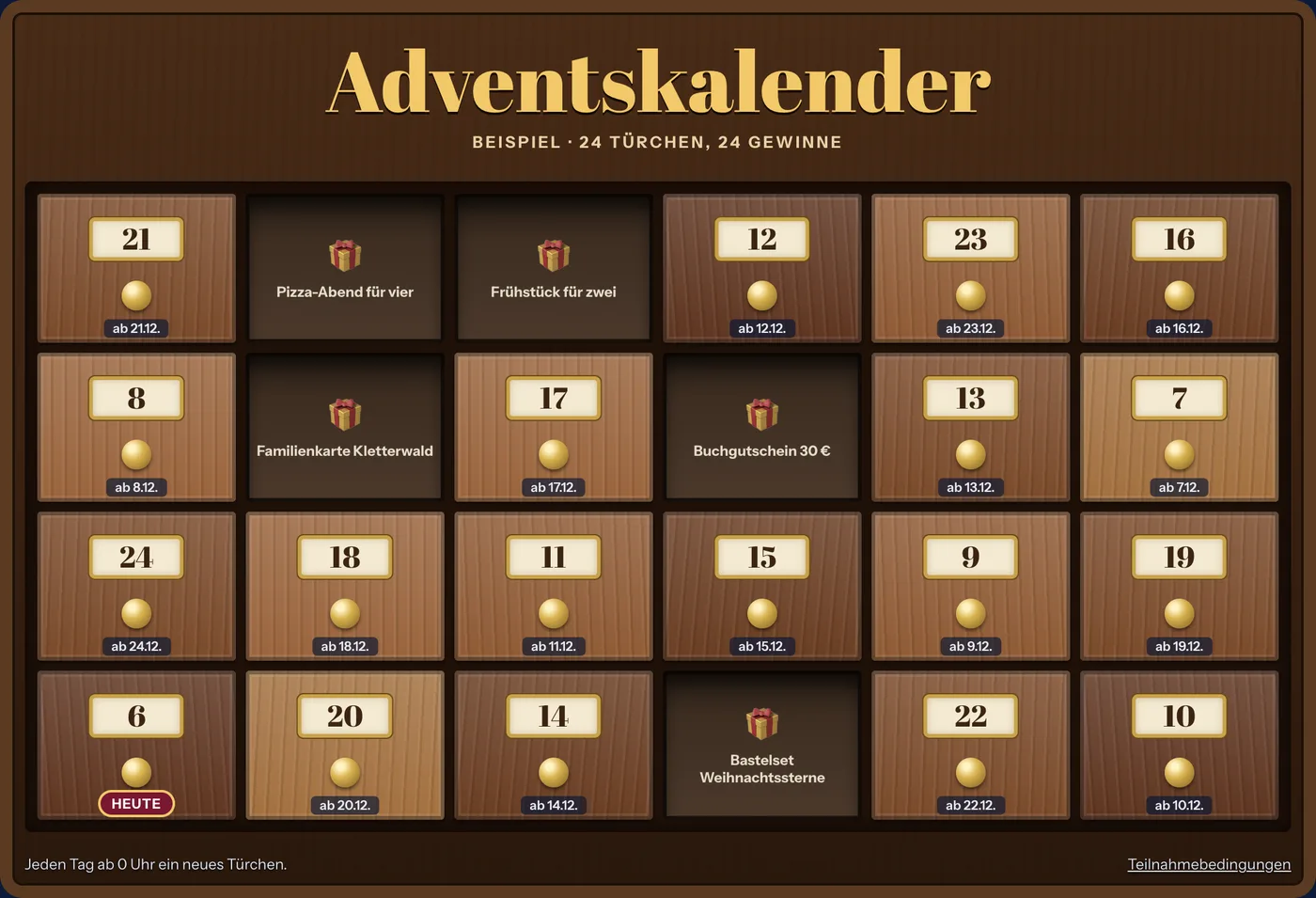 Adventskalender im Design Schubladenschrank