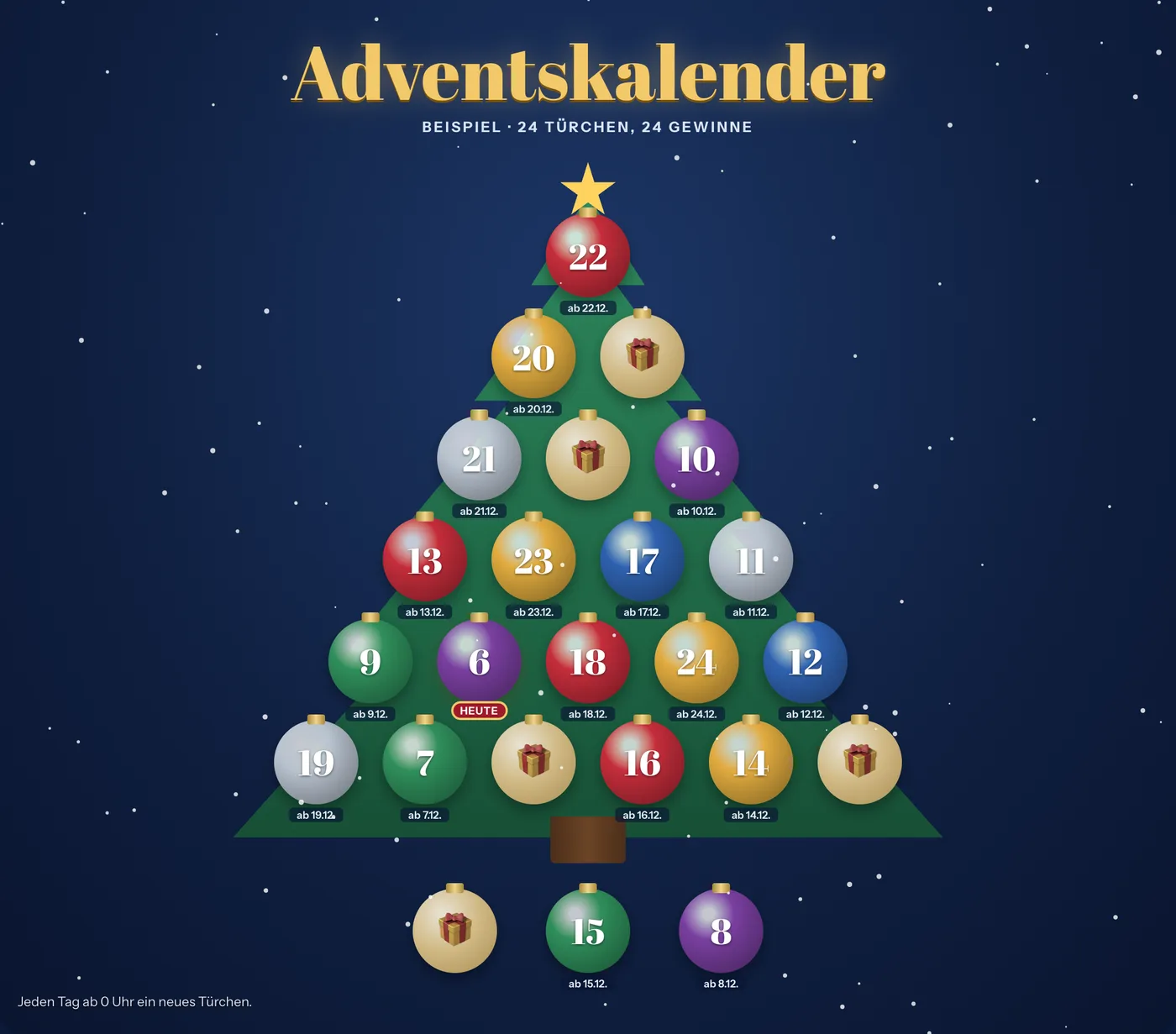 Adventskalender im Design Weihnachtsbaum