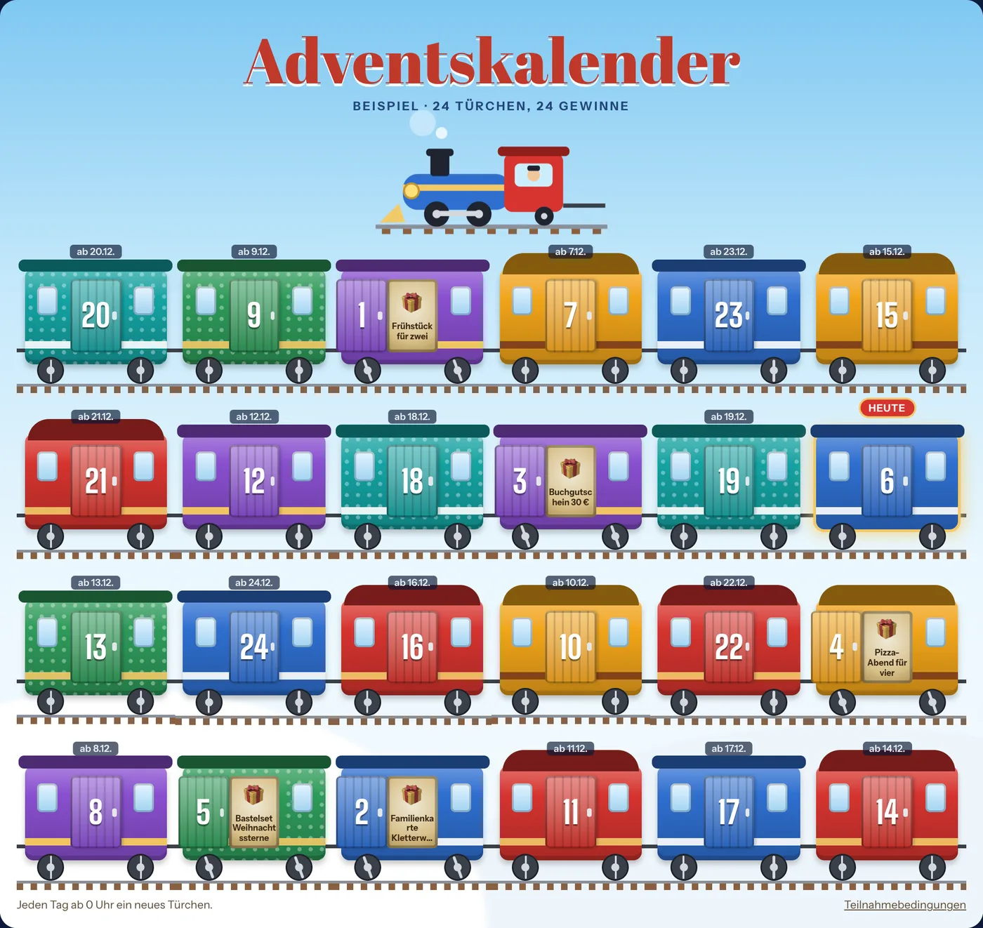 Adventskalender im Design Modelleisenbahn