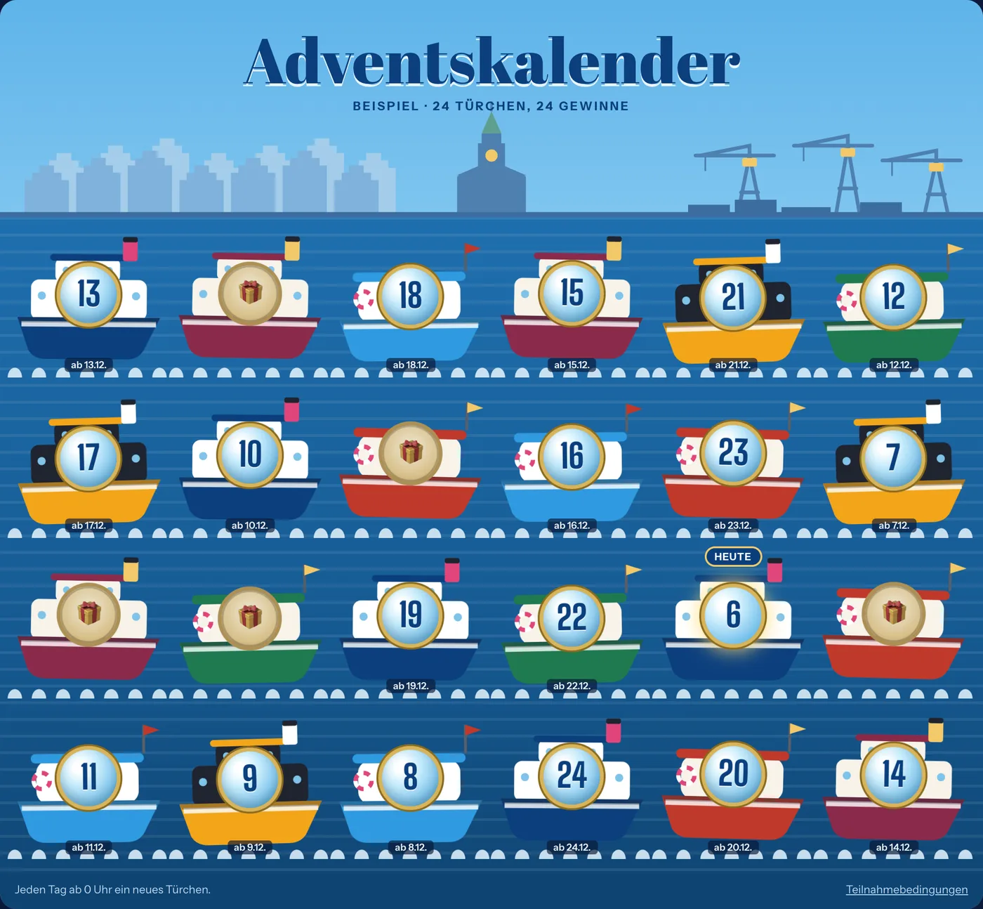 Adventskalender im Design Elbschiffe
