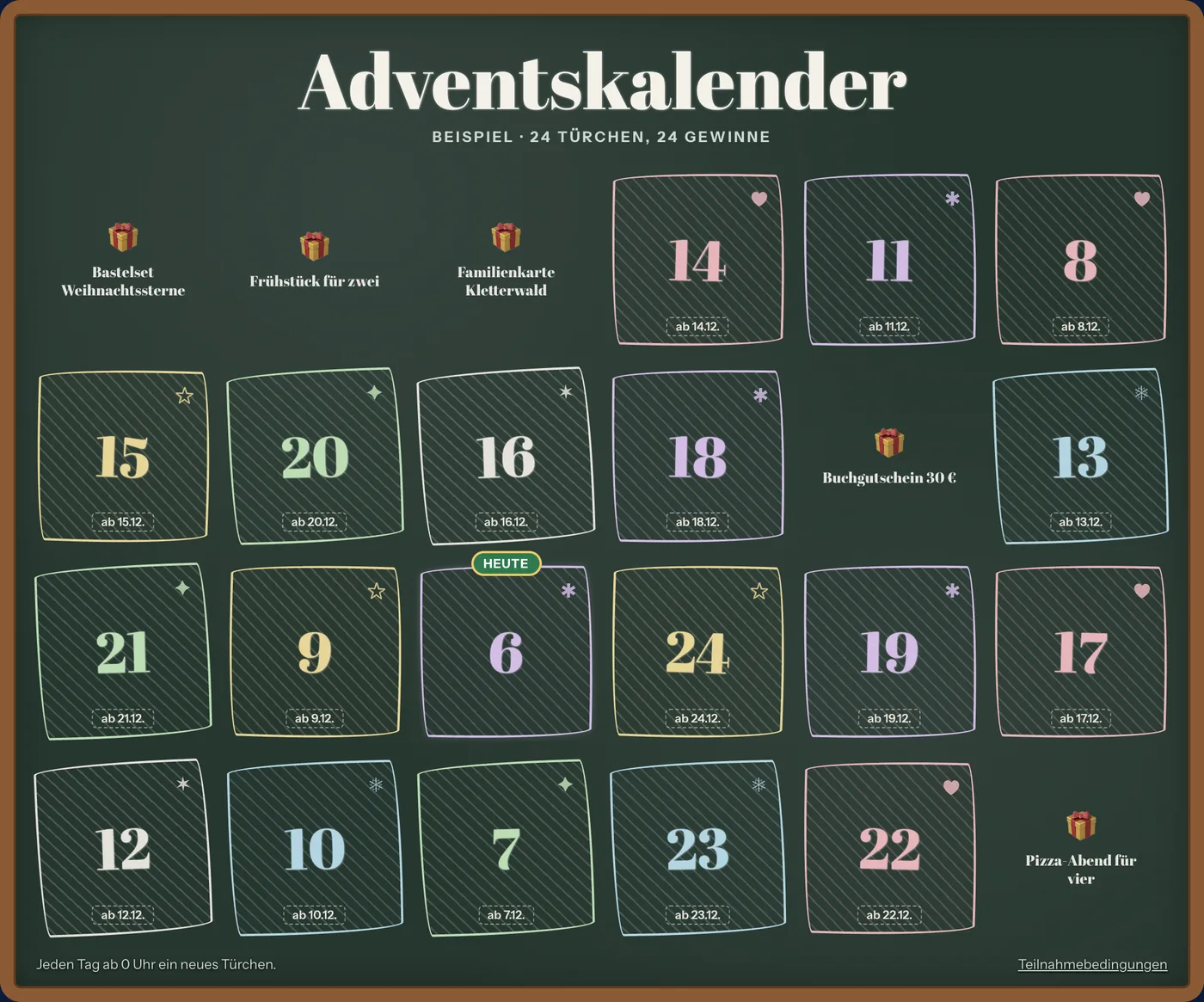 Adventskalender im Design Kreidetafel