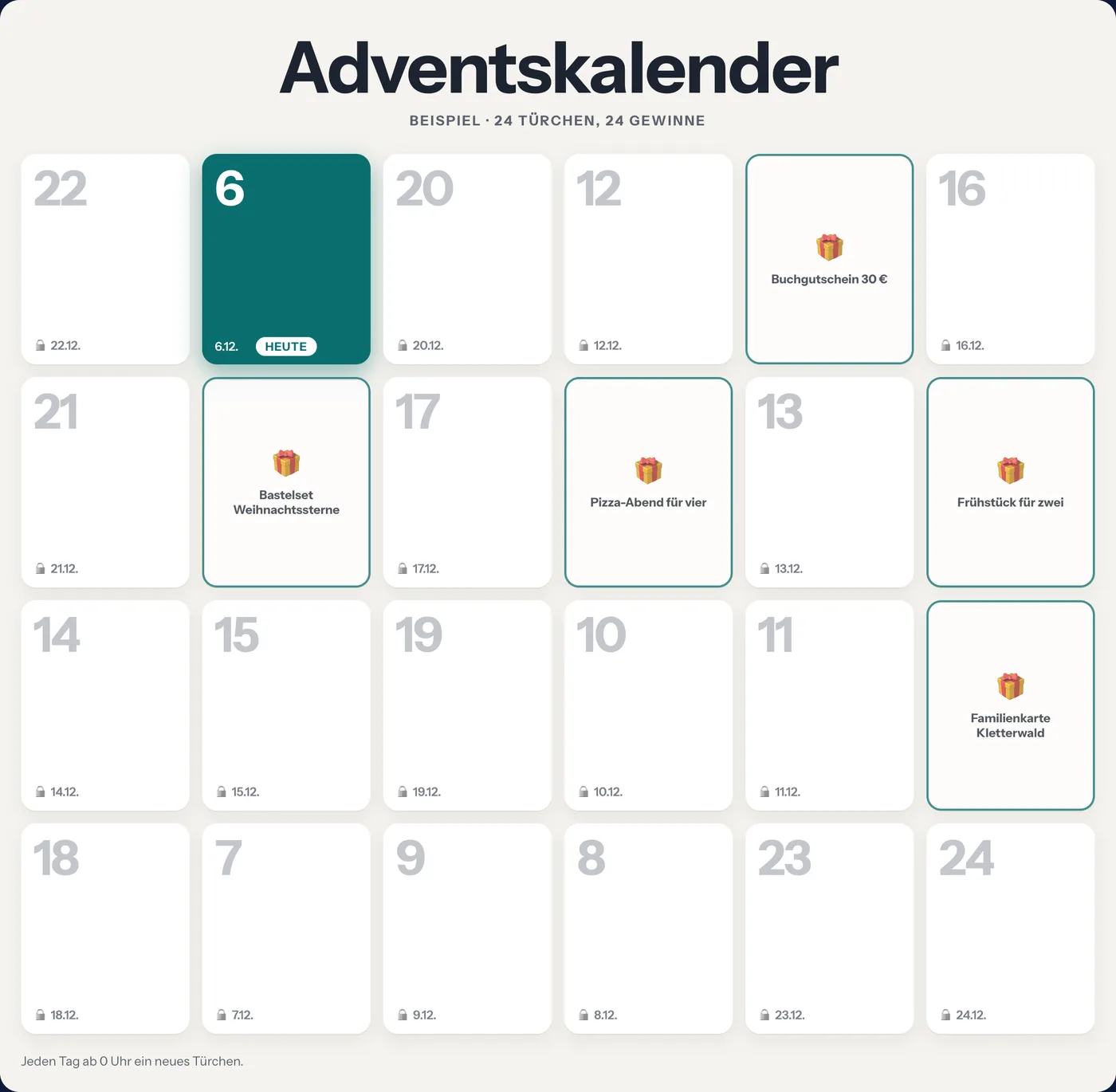 Adventskalender im Design Modern