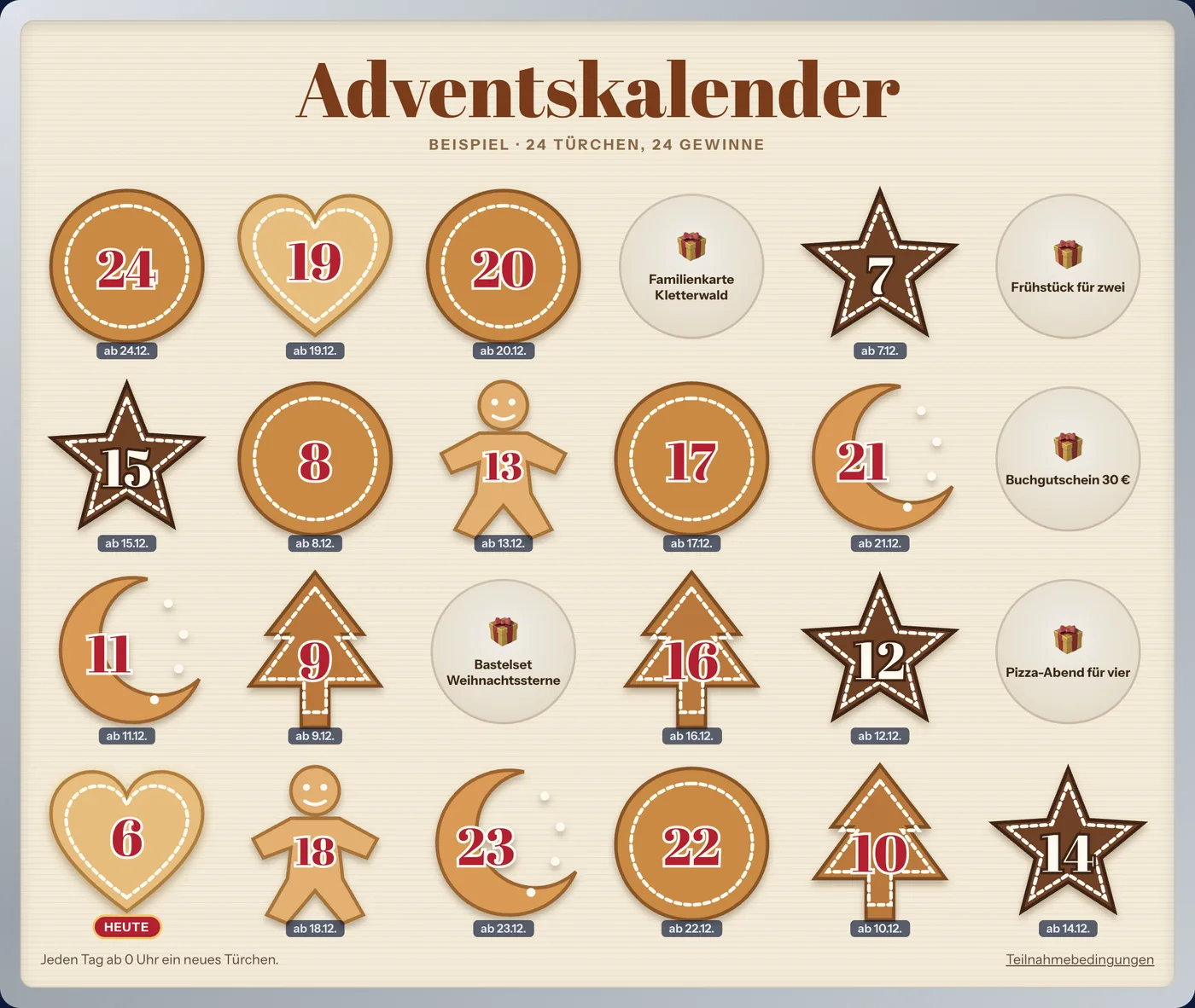 Adventskalender im Design Plätzchen