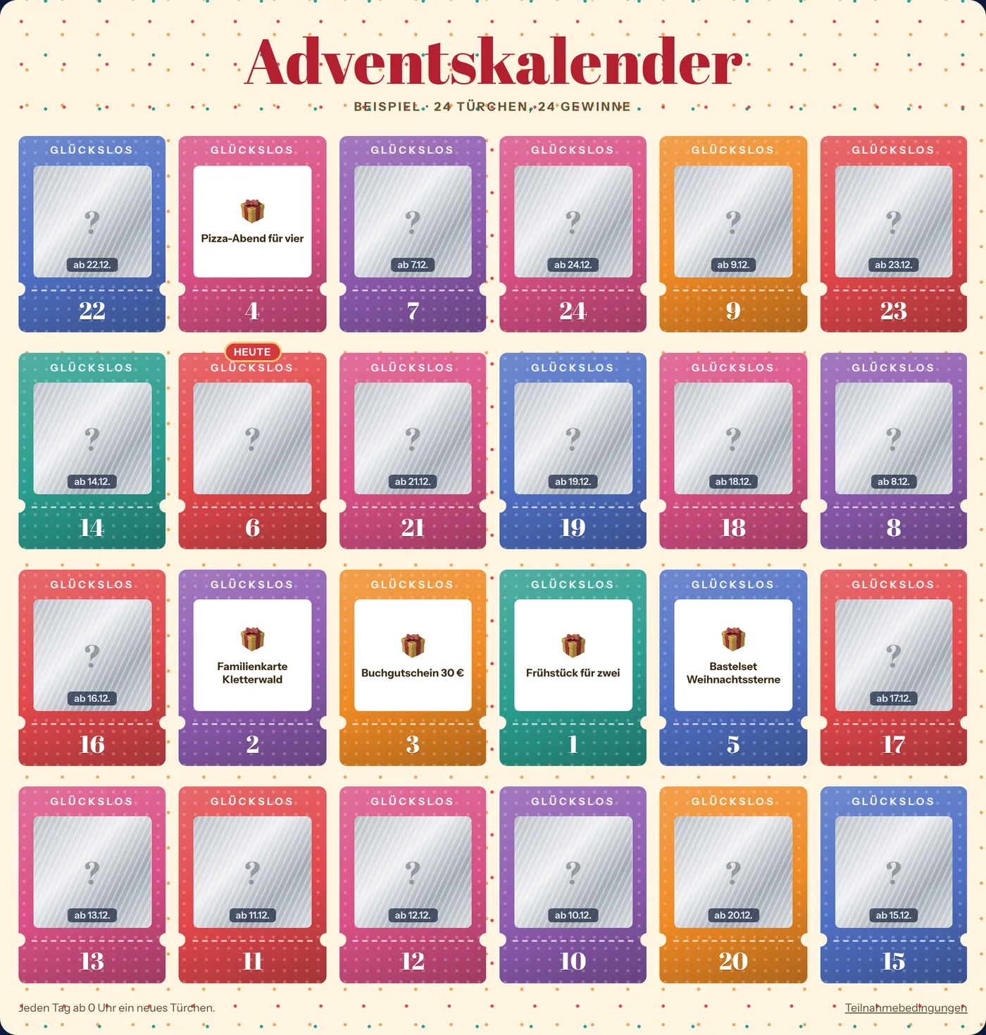 Adventskalender im Design Rubbellose