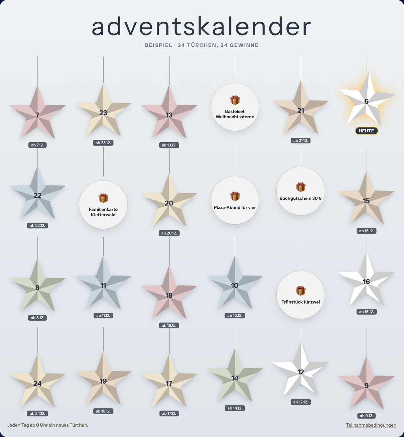 Adventskalender im Design Nordische Sterne