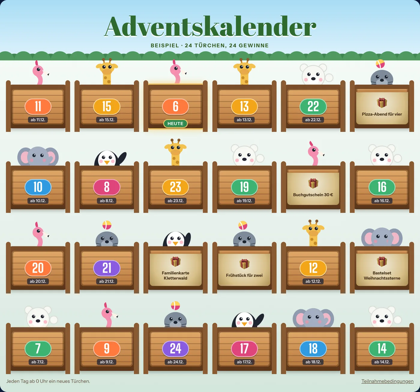 Adventskalender im Design Tierpark