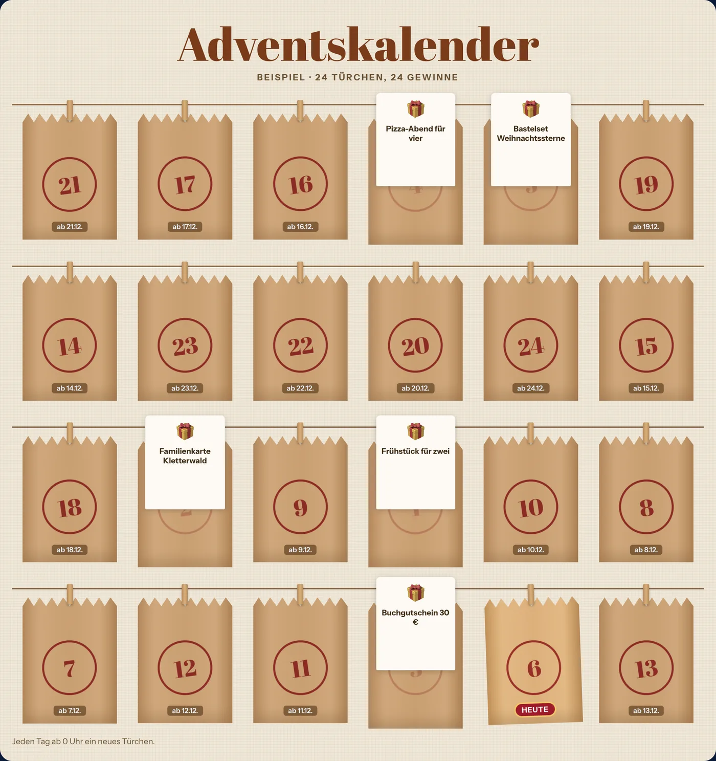 Adventskalender im Design Papiertüten
