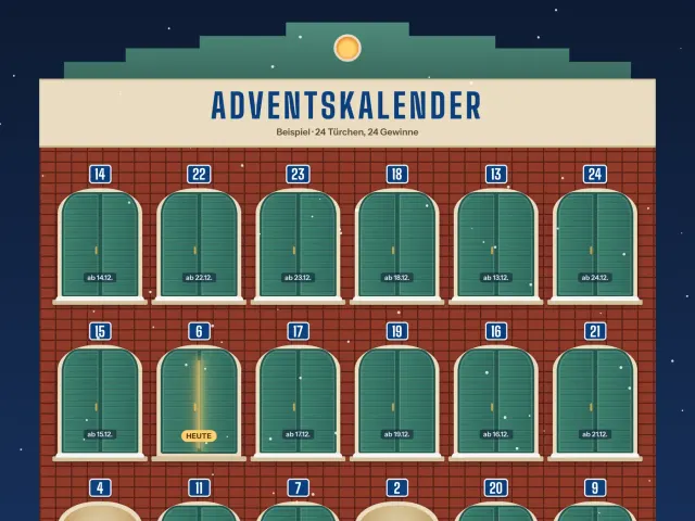 Adventskalender im Design Fensterfassade