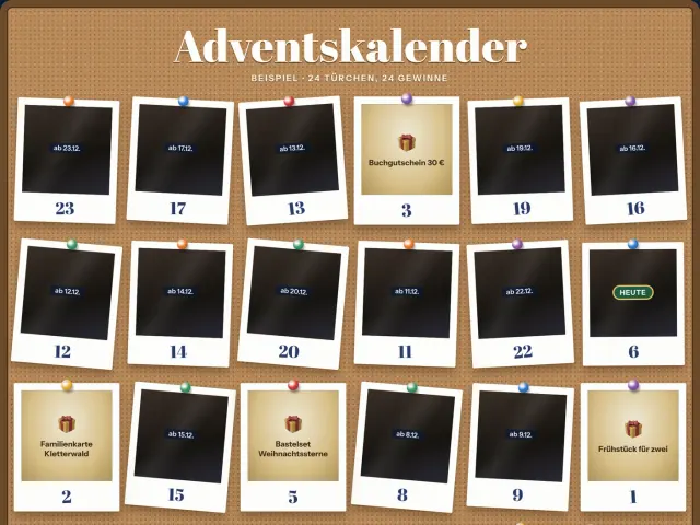 Adventskalender im Design Polaroid-Pinnwand