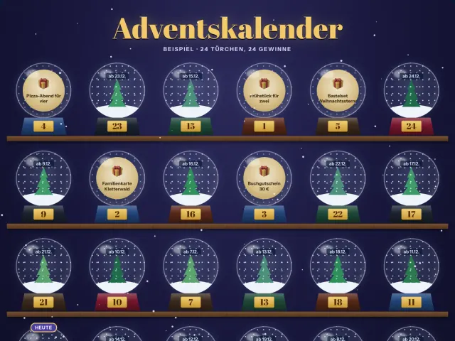 Adventskalender im Design Schneekugeln
