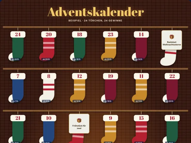 Adventskalender im Design Kaminstrümpfe