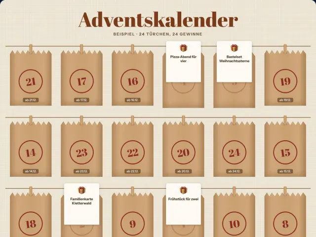 Adventskalender im Design Papiertüten